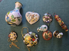 Lot of 7 Cloisone Pendants, little vase, egg, earrings - Great!