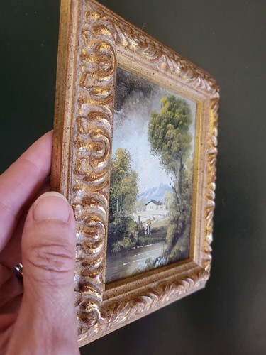 Miniature huile sur bois - miniature,