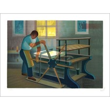TOFFOLI Louis - Lithographie originale "La presse à bras" 50x65cm - 1996