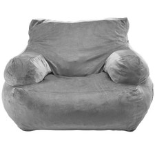 Pouf Fauteuil Pouf avec Accoudoirs Canapé pour Adultes Peluche Gris Salon