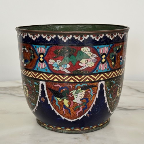 Cache pot cloisonné - cloisonné, fin