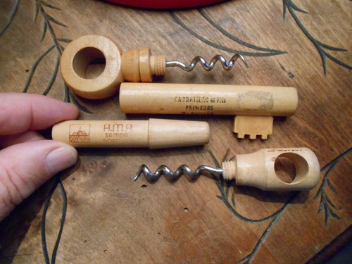 Ancien tire bouchon bois - tire,