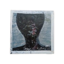 Mixed Media Wood Painting Mysterious Face Singular Art Raw Outsider