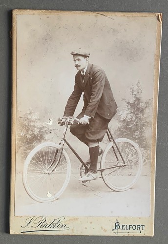 Cdv old photo man bike - cdv,