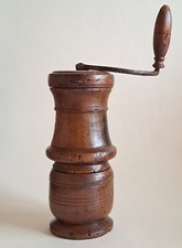 Coffee or Spice Grinder, Turned Wood & Wrought Iron 18th Century Era