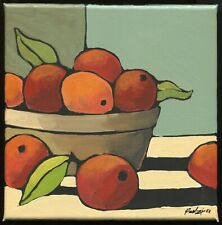 Art contemporain Tableau Poralzi - Corbeille fruits rouges - Peinture acrylique