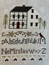 Vintage Christmas Finished Cross Stitch Sampler 11 1/4” x 12 1/4” Ex Condition