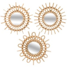 Lot de 3 Miroirs Muraux Rotin