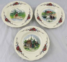 3 Sarreguemines Obernai Rimmed Soup Bowls 9" Made in France