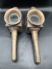 Pair of antique copper or brass cab lanterns 
