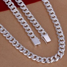 Real S925 Sterling Silver Chain Men 10mm Heavy Curb Link Necklace 155g 23.6inch