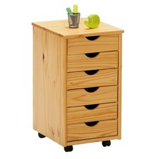 Caisson de Bureau 6 Tiroirs "School" 65cm Naturel