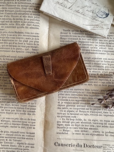 Antique leather doll bag - antique,