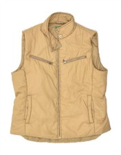 BENETTON Womens Padded Gilet UK 14 Medium Beige Polyamide BA64
