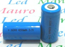 2 Batterie CR123A - LC16340 Tête Haute Lithium Rechargeable 3.7V 4200 MAH Torche