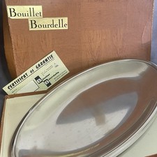 Grand plat plateau présentation ovale inox Bouillet Bourdelle ~44.5x25.5cm