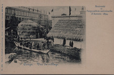 Zoo humain, Exposition coloniale d'Anvers, Vue du village  Original vintage