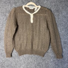 Vintage Bloomingdales Sweater Womens Beige Mohair Angora Rabbit Hair Fits Medium