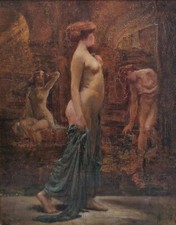 Algerian Orientalist Painting Harem Academic GERMAIN THILL Nude Women 19th