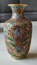  Vase chinois Antique balustre en laiton émaillé cloisonné - Motifs Floraux/18cm
