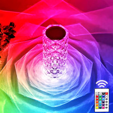 Lampe de Chevet Cristal LED 16 Couleurs – Tactile Rechargeable Télécommande