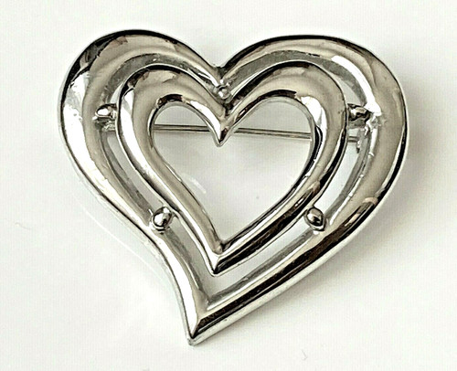 Broche vintage double coeur - broche,