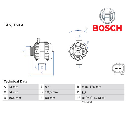 Alternator bosch 986 - bosch, 0.986.047.910