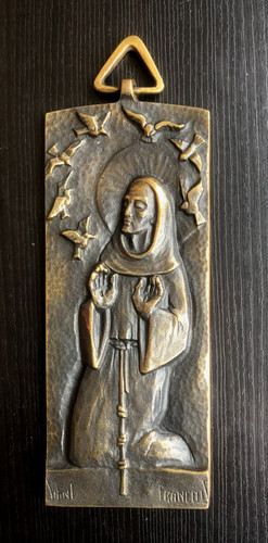Plaque bronze saint françois - bronze,