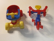 Vintage Renwal Plastic Tricycle & 4 Wheel Scooter Dollhouse - Primary Color s