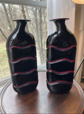 Natuzzi Italia Red/Purple Art Glass Vases Rare