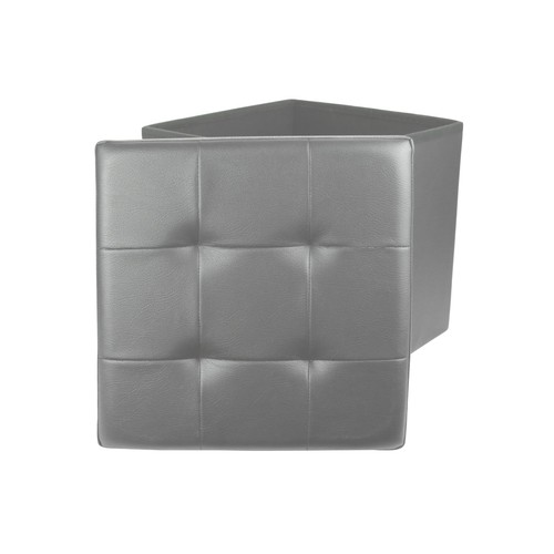 Pouf coffre pliable simili - coffre,