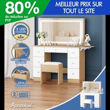 ALFORDSON Coiffeuse Maquillage Miroir Vanité Éclairage LED Chambre à Coucher
