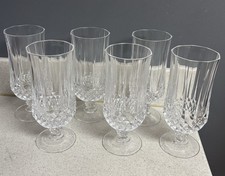 6 Cristal d’Arques France LONGCHAMP 12 oz Set Crystal Iced Tea Footed Goblet Lot
