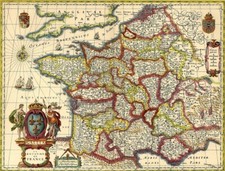 Reproduction carte ancienne - Royaume de France XVIIè