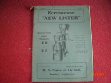  ANCIENNE  NOTICE  INSTRUCTIONS  ECREMEUSE  " NEW LISTER "   1931
