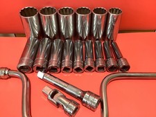 SNAP-ON TOOLS 1/2 Drive 12 POINT SAE DEEP CHROME SOCKET SET 18 PCS USA 3/8,1 1/4