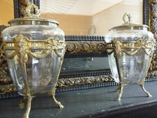 Paire de pots anciens verre /