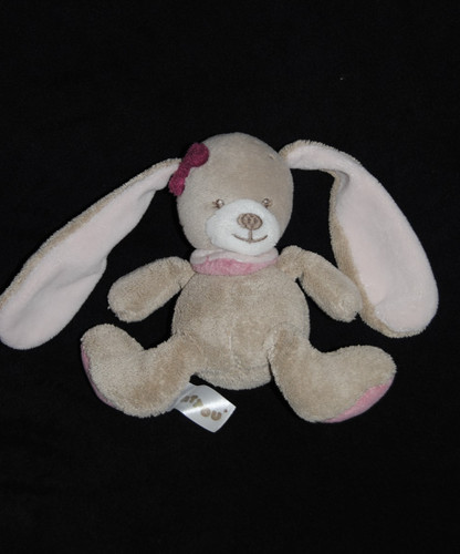Doudou lapin beige bandana - beige,