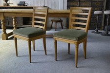 1940's Green Velvet Modern Chairs with Seats Pair