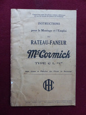 instruction montage et emploi rateau faneur  Mc CORMICK type CL 1 / 1939