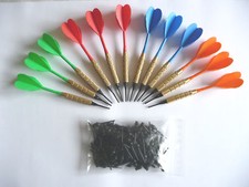 12 flechettes darts à  pointes plastiques + 100 pointes