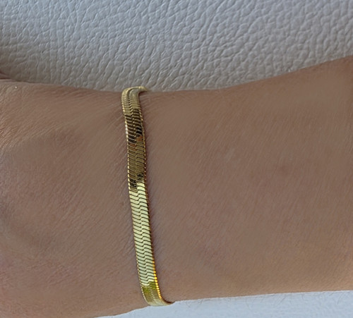Bracelet doré maille serpent - bracelet,