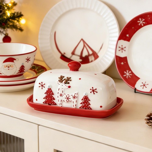 Beurrier noël assiette à - assiette,