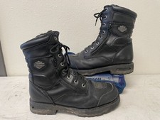 Harley-Davidson Sydney Motorcycle Boots Black Side Zip Leather Eur 46