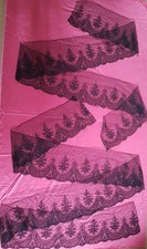 WHIPPED LACE BLACK SILK WIDE BRAID 7mx32cm