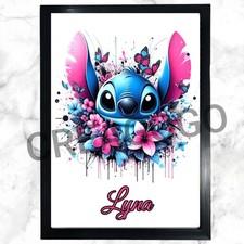 🎨 Cadre + Affiche Personnalisée – Prénom au Choix – Stitch Disney – 24x32 