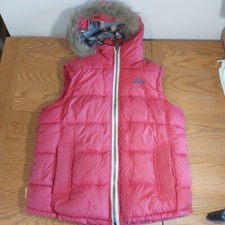Superdry Parka Pink Gilet Bodywarmer Puffer Vest Size Medium Hooded Hoodie Used 