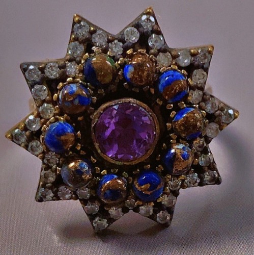 Bague argent améthyste lapis - améthyste,