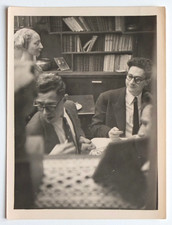 Men Intellectuals Library Statue Books Costume - Vintage Photo Snapshot
