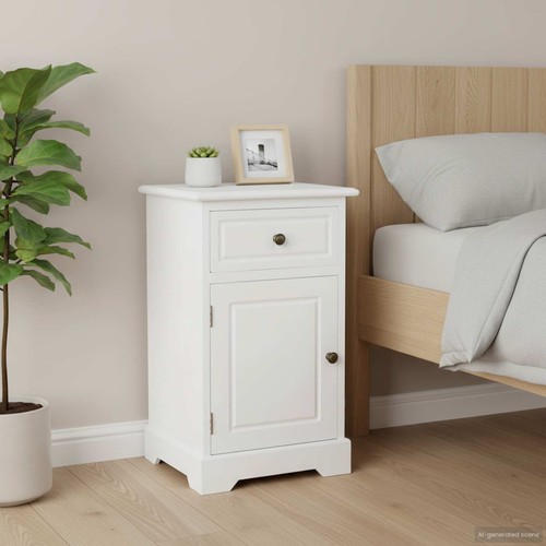 Table chevet blanc bois - table,
